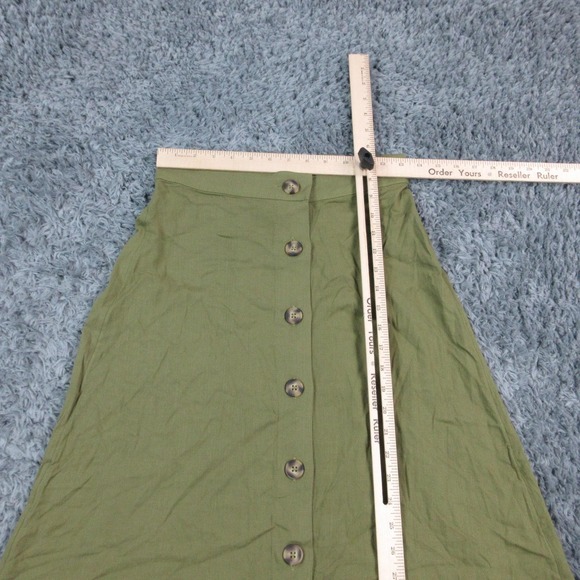 Market & Spruce Skirt Womens Medium Petite Green Button Front Midi Rayon NWT - Picture 4 of 16